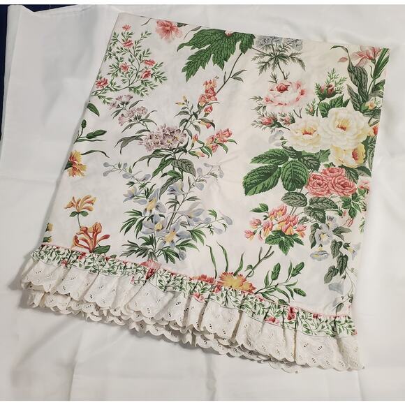 Vintage Martex Liberty Of London Queen Flat Sheet Ruffle Percale - Picture 1 of 13